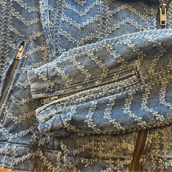 Free People denim motorcycle jacket - Picture 8 of 11